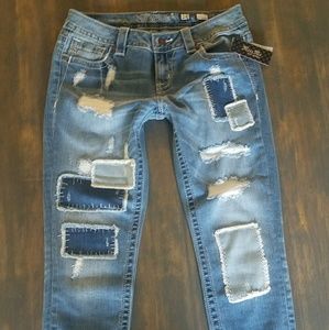 BNWT Miss Me patchwork jean sz. 28